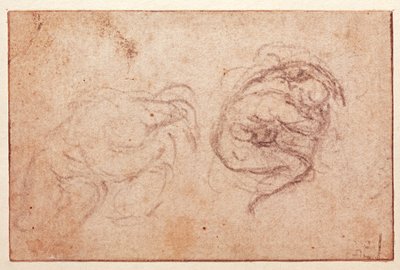 しゃがむ姿の研究（紙に黒いチョーク）（直腸） 作： Michelangelo Buonarroti